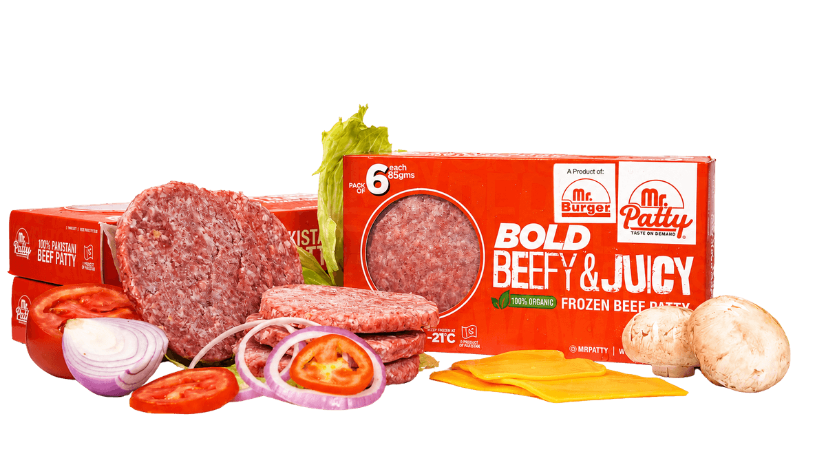 Mr. Patty beef patty with fresh vegetables